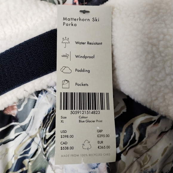 Sweaty Betty Matterhorn Parka Blue Glacier Print Women's size XL - Picture 9 of 12